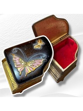 Vintage Miniature grand piano trinket box enamel, velvet lined Japan
